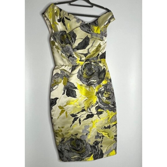Lela Rose Golden Rod Asymetrical One Shoulder Dress Tucked Front Skirt Size 2 - Picture 3 of 14
